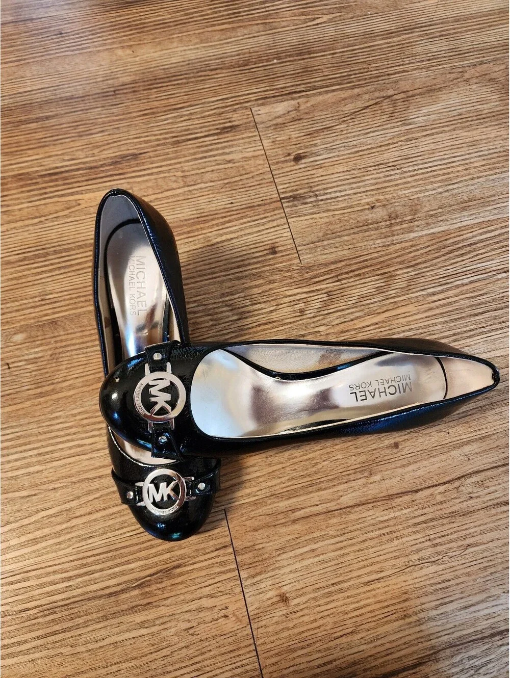 Michael Kors Black Patent Leather Heels with MK Logo Size 8M